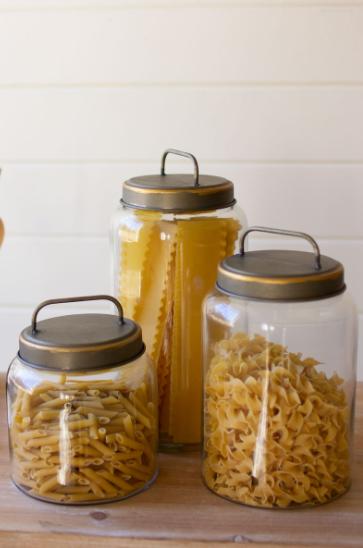 Metal Topped Glass Jars